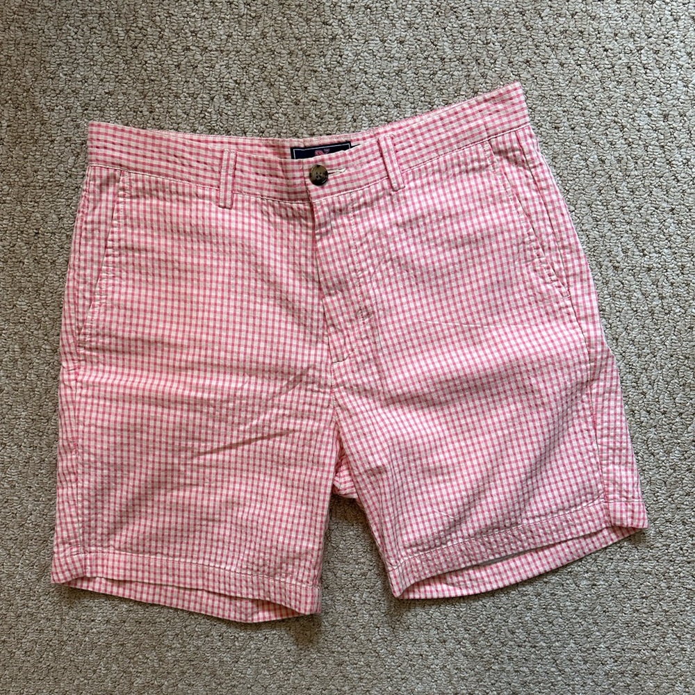 Vineyard Vines Pink Gingham Breaker Shorts Size 30